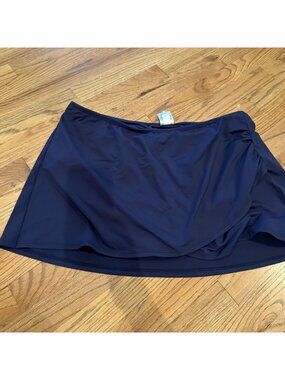 LANDS END WOMENS BLUE SWIM SKORT SKIRT 16W